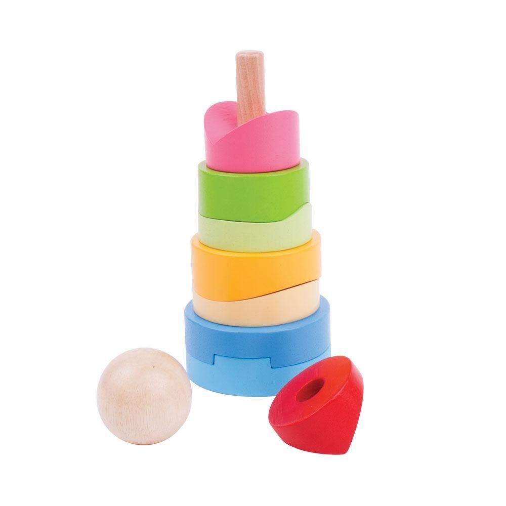 Bigjigs BB033, Дървена кула за нанизване (10 части) - Image 2