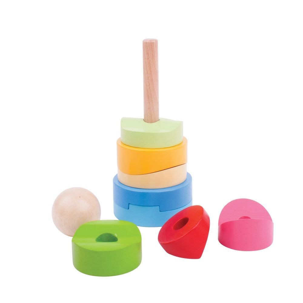Bigjigs BB033, Дървена кула за нанизване (10 части) - Image 3