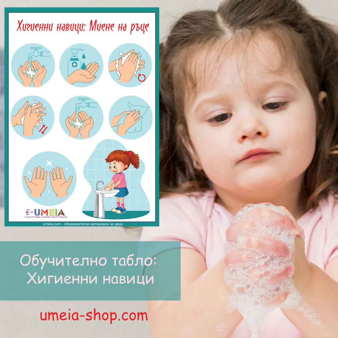 Обучително табло: Хигиенни навици - Миене на ръце